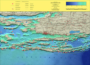 Map of Zadar Archipelago with Diving Centers - Small format